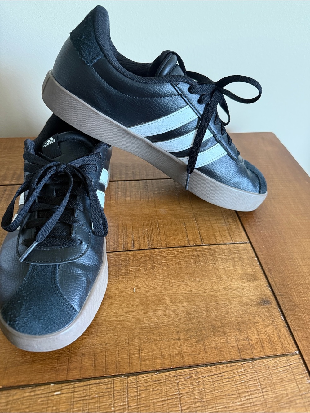 adidas Black Sneakers with White Stripes and Gum Sole - Picture 5 of 8